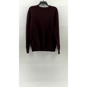 MUJI Men's Heather Burgundy Wool Crewneck Pullover Sweater SZ L